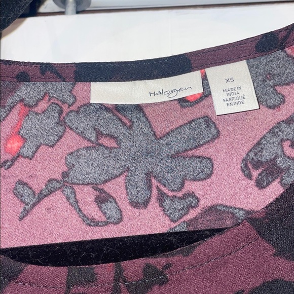 Halogen Burgundy Floral Top with Black and Red Details - Picture 2 of 5